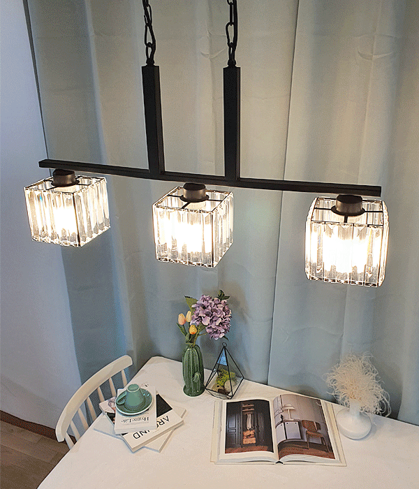 블리츠 3등 펜던트, 인테리어 식탁등 (사각/블랙)